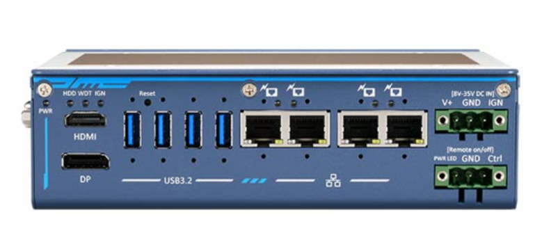 POC-715-FT fanless PC, Core i3-N305, 4× PoE+, USB 3.2 Gen2 ×4, MezIO®