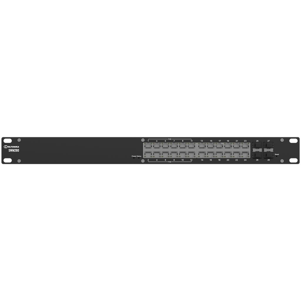 SWM280 L2+ rack switch, 24xGbE (12xPoE), 4xSFP