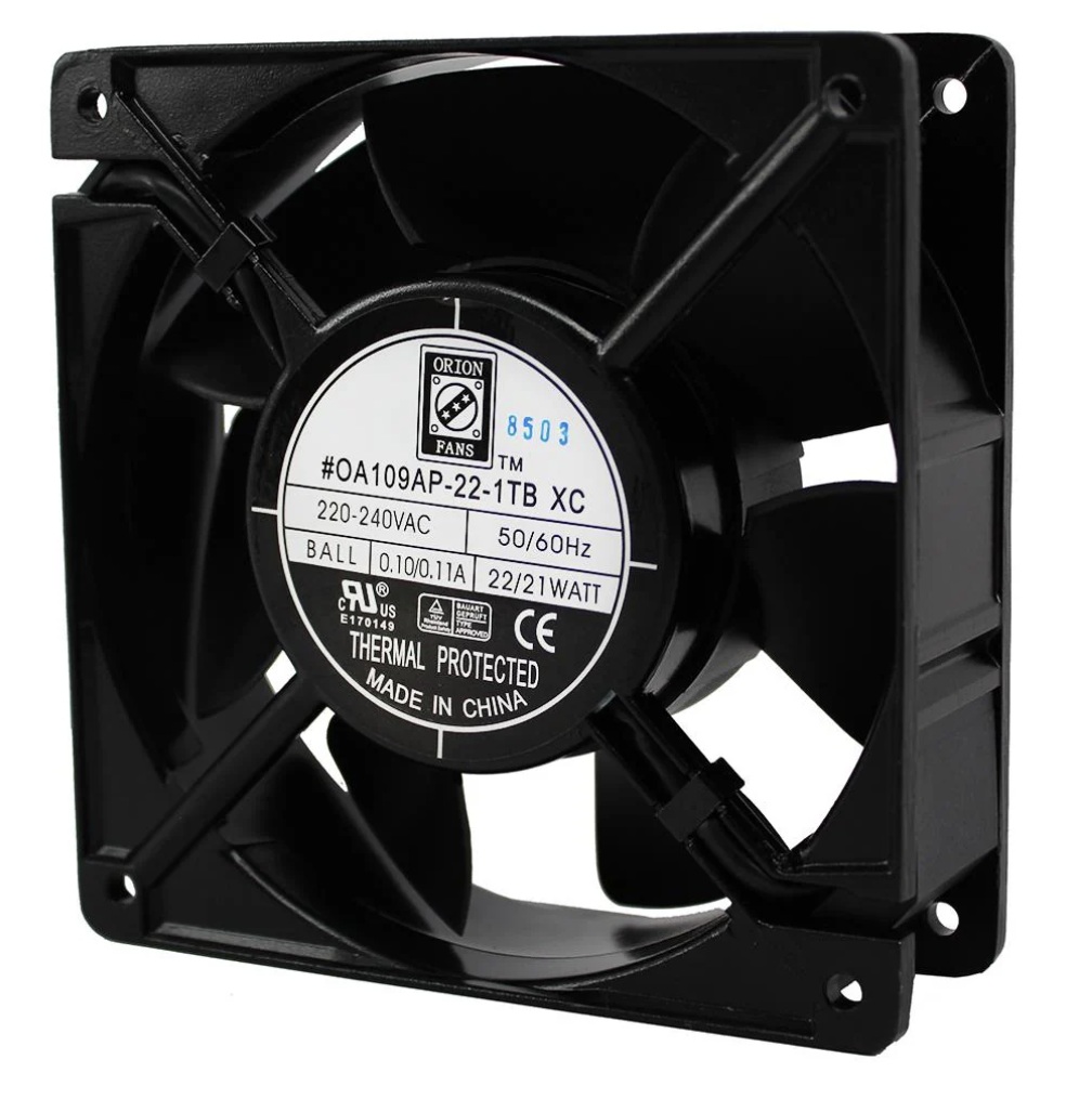 Växelströmsfläktar Axial Fan, 120x120x38mm, 230VAC, 131CFM,