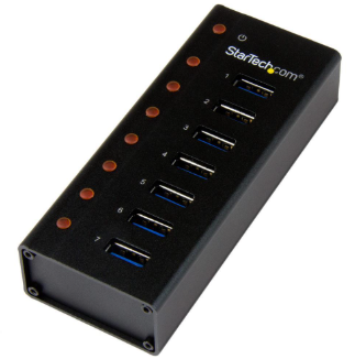 7-Port USB 3.0 Hub, powered, desktop/wall