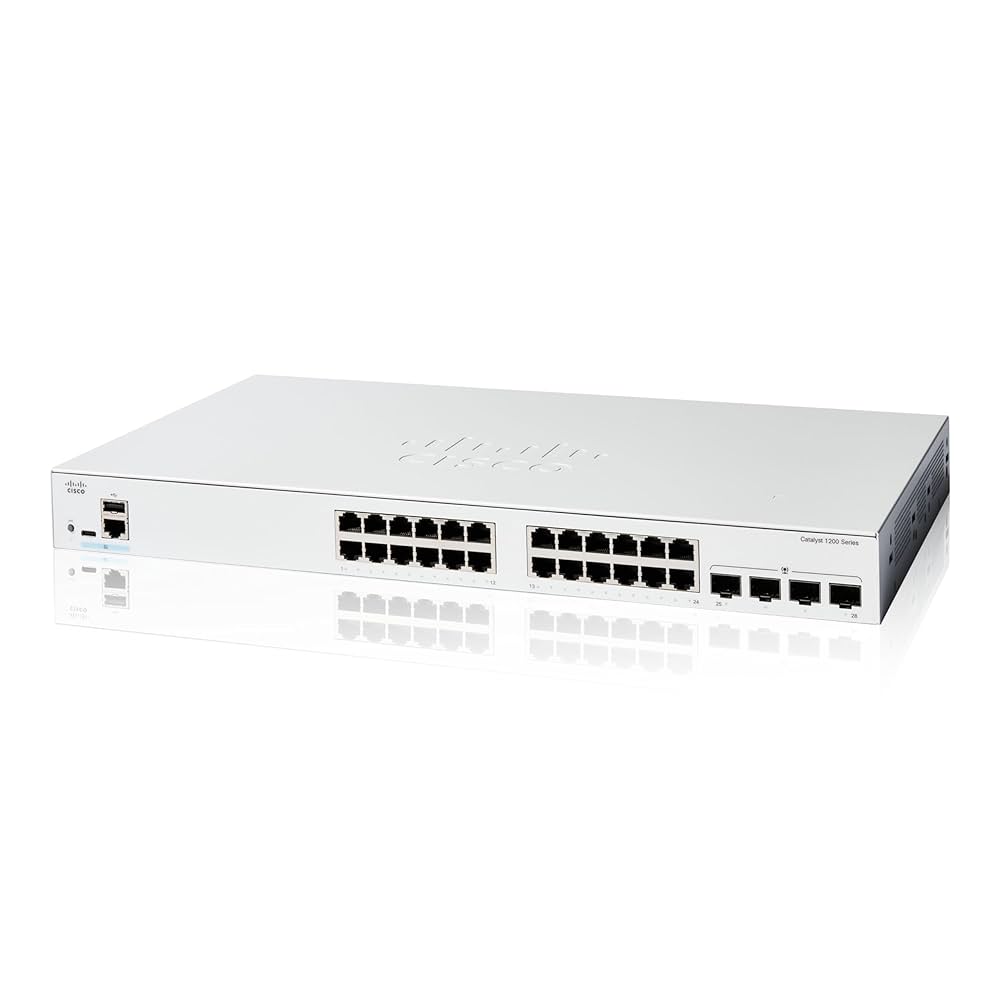  Central Stock  Cisco Catalyst 1200 C1200-24T-4G 24 Ports Manageable Ethernet Switch - 10 Gigabit Ethernet