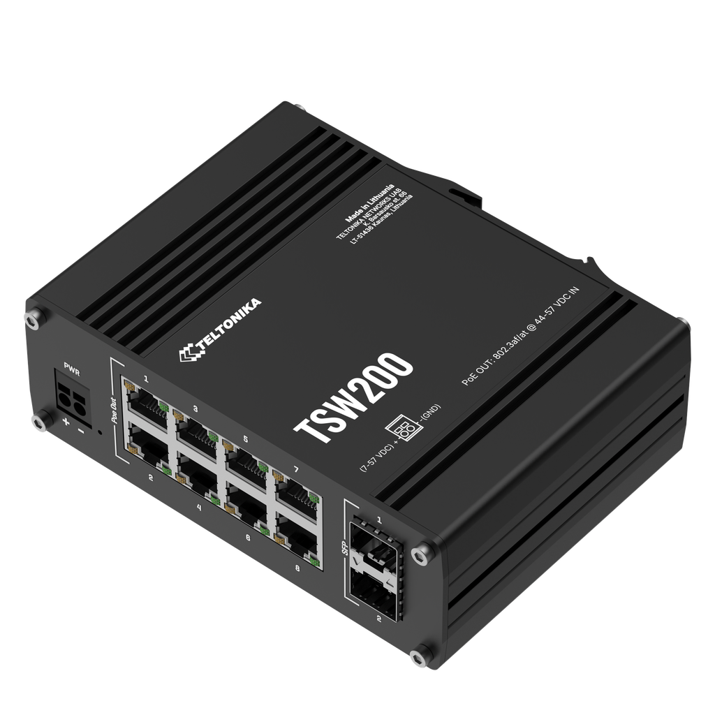[TSW200000040] Teltonika TSW200 Switch 8× Gigabit Ethernet, 2× SFP