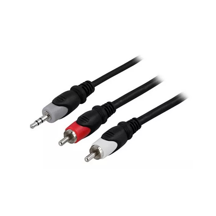 [MM-140A] 3,5mm ha - 2xRCA ha 2m, svart