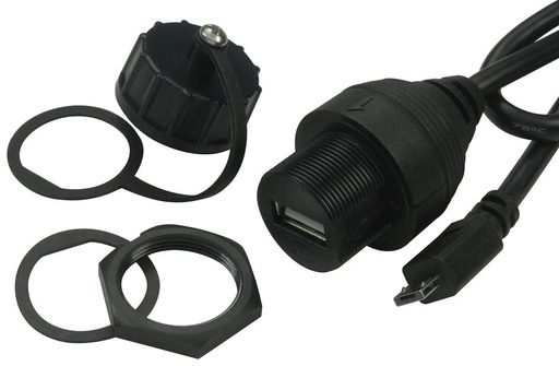 [2UB3001-W05102] ADAPTOR, MICRO USB PLUG/USB A PANEL RCPT