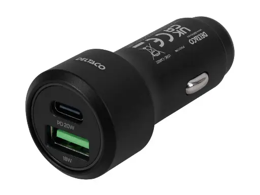 [USB-CAR-69] DELTACO billaddare, 2x USB, 3.1A, svart