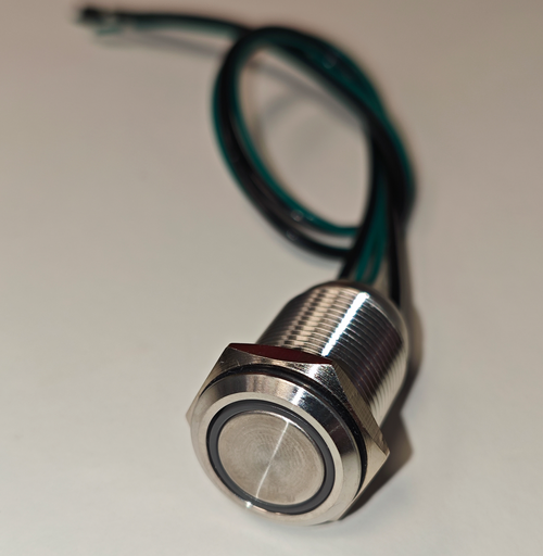 [FLM16-10FEW] 16MM 12V Green LED Metal Push Button Light Switch With Wire